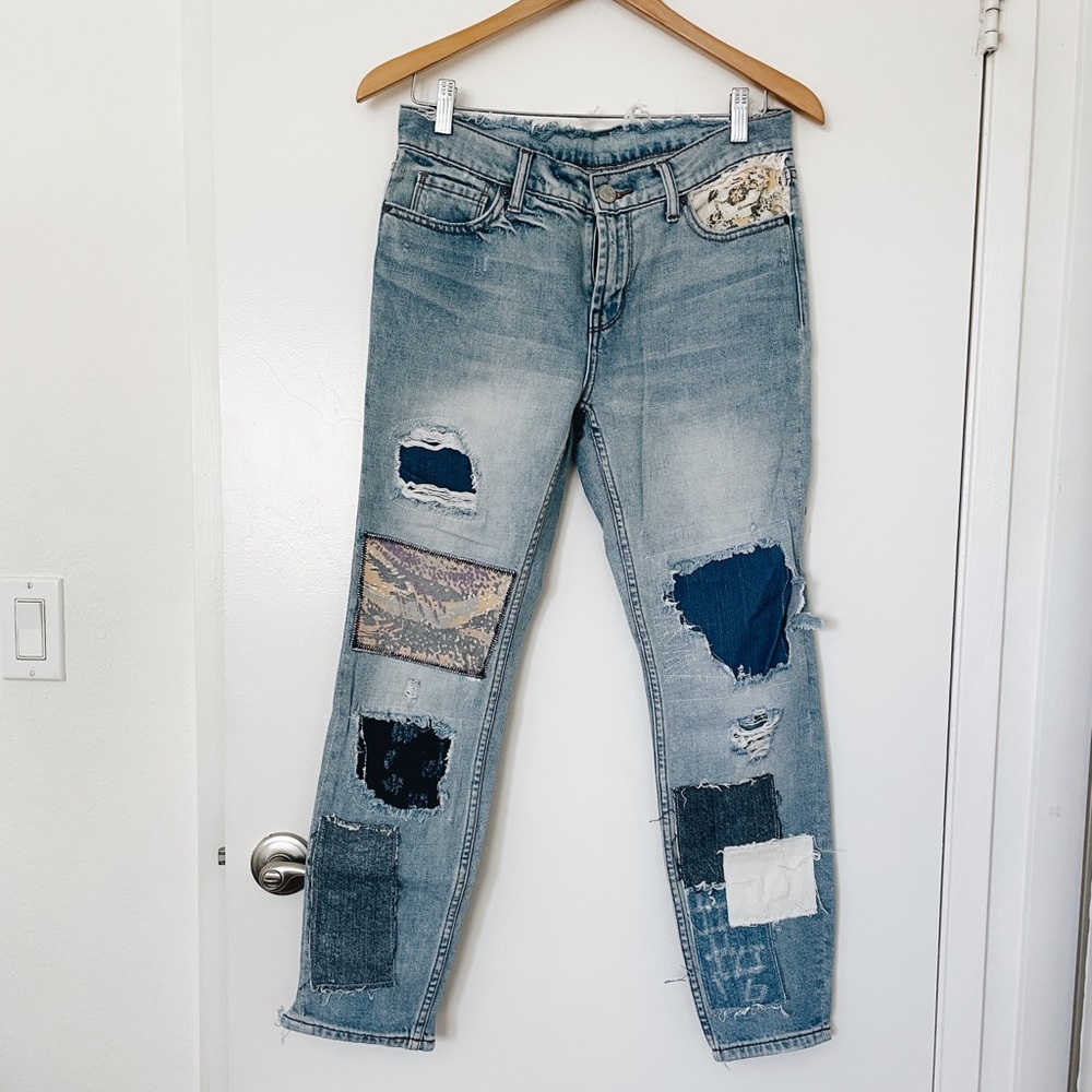 BDG low - mid rise patchwork straight relaxed leg jeans